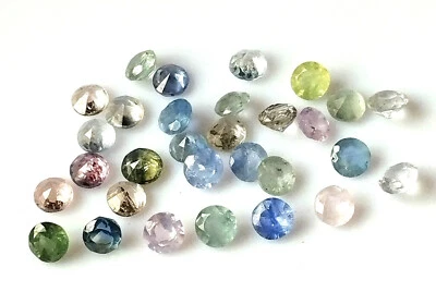 Ceylon Multi Sapphire Round 3.7 mm Faceted Natural Unheated Gemstone 30 Pieces - Image 1 of 4