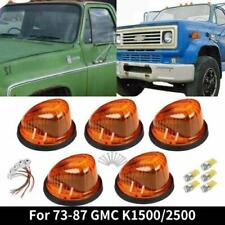 5 For 73-87 Chevy C/K Series Roof Cab Light Clearance Marker Amber Cover w/ Base