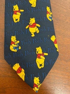 EUC Vintage Disney Winnie The Pooh Black Tie Necktie Hunny Honey Pot Bees Bear - Picture 1 of 6
