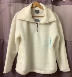 1/4 Zip Sherpa Ivory Pullover Womens XL - Picture 1 of 2