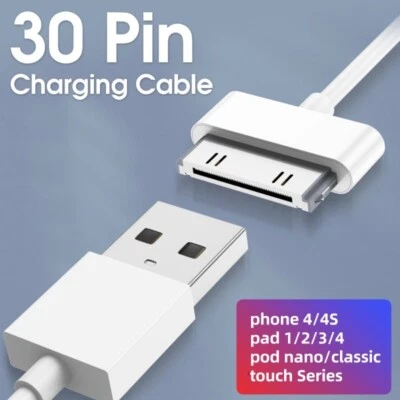 30 Pin USB Data Sync Cable Charger for iPhone 4 4G 4S 3GS iPod Nano iPad 1/2/3 - Image 1 of 4