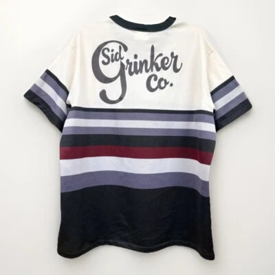 Camiseta deportiva vintage de Sid Grinker Co. blanca negra a rayas Foto 1 de 4