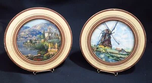Pair of Vintage Scenic Chimney Flue Covers With Bubble Glass - Picture 1 of 7