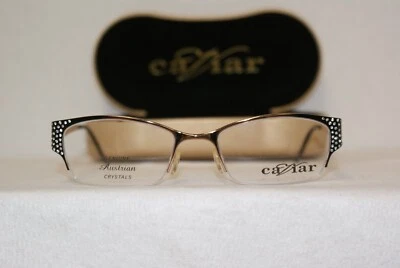 Caviar New Vintage 1711 52-18-130 Black/Gold W Stones C 24 With Original Case! - Image 1 of 4