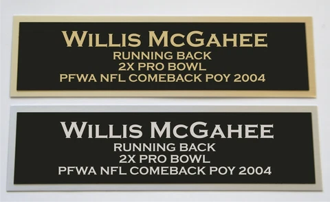 Willis McGahee nameplate for signed autographed jersey football helmet or photo Cover