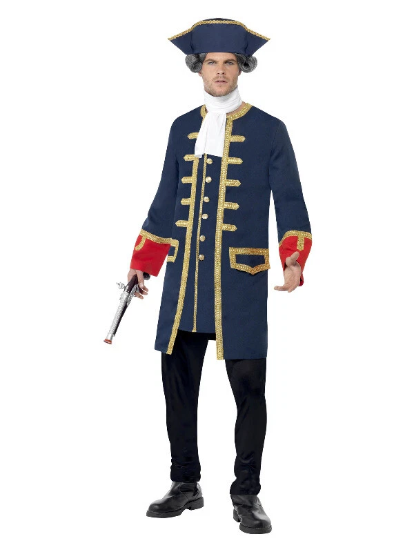 Pirate Commander Costume - Fancy Dress Mens Navy Admiral Outfit Adult Caribbean