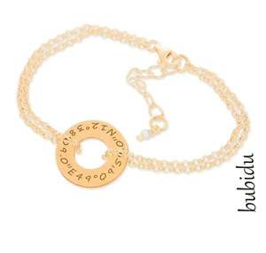 Armband Gravur Wunschkoordinaten GPS Armband Damenschmuck rosé vergoldet  - Bild 1 von 3