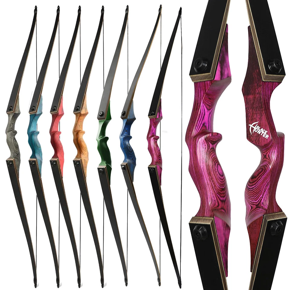 60" Takedown Longbow Recurve Bow 20-60lbs Wooden Archery Hunting Black Hunter - Image 1 of 4