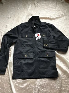 New Tunellus mens pockets bomber jacket Sz Medium navy Rayon - Picture 1 of 5