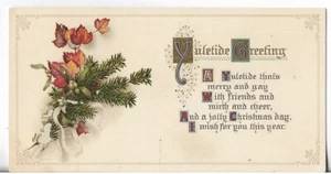 Vtg Christmas Card ART DECO 5.25x3.75 Yuletide Greetings Merry & Gay W/Friends - Picture 1 of 2