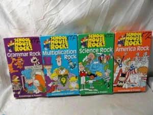 4 SCHOOL HOUSE ROCK EDUCATIONAL VHS TAPES GRAMMAR/SCIENCE/AMERICA/MULTIPLICATION - Picture 1 of 1