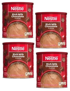 4 Cans Nestle Hot Cocoa Rich Milk Chocolate Flavored Mix Powder Size 27.7 oz - Picture 1 of 24