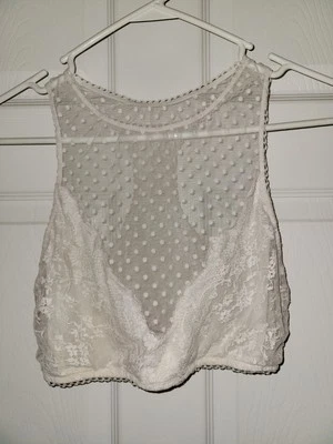 Victoria's Secret Bralette Size L Winter White With Polka Dot And Floral Pattern - Image 1 of 3
