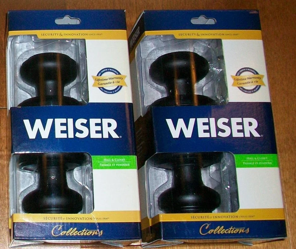 Lote de 2 juegos de perillas de puerta negras Weiser Hall & Closet & Passage nuevos Foto 1 de 1