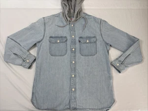 Levi's Camicia da Lavoro Classica con Cappuccio Uomo Tg M Lavaggio Leggero Denim Pesante Bottone Completo - Foto 1 di 16