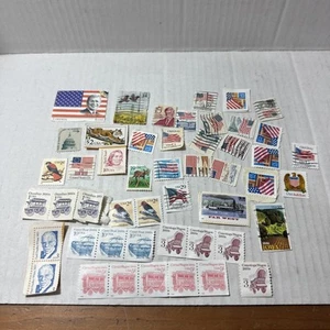 Interesting Lot-Used United States Off Paper Stamps (Blocks,Coils,Flags,Birds) - Picture 1 of 5