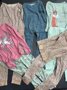 Carters 5 & 6 Girls Cotton Knit Pajamas Lot Of 5 Pairs - Picture 1 of 9