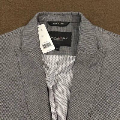 NWT BANANA REPUBLIC Mens Gray Linen Blend Peak Sport Coat Blazer Jacket 42R - Image 1 of 4