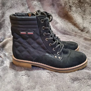 Tommy Hilfiger Botas Onella Talla 7M Negras Acolchadas al Tobillo Con Cordones - Imagen 1 de 9