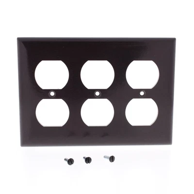 Cubierta de placa de pared de plástico Pass & Seymour marrón de 3 velocidades para toma de receptáculo SP83-U Foto 1 de 4