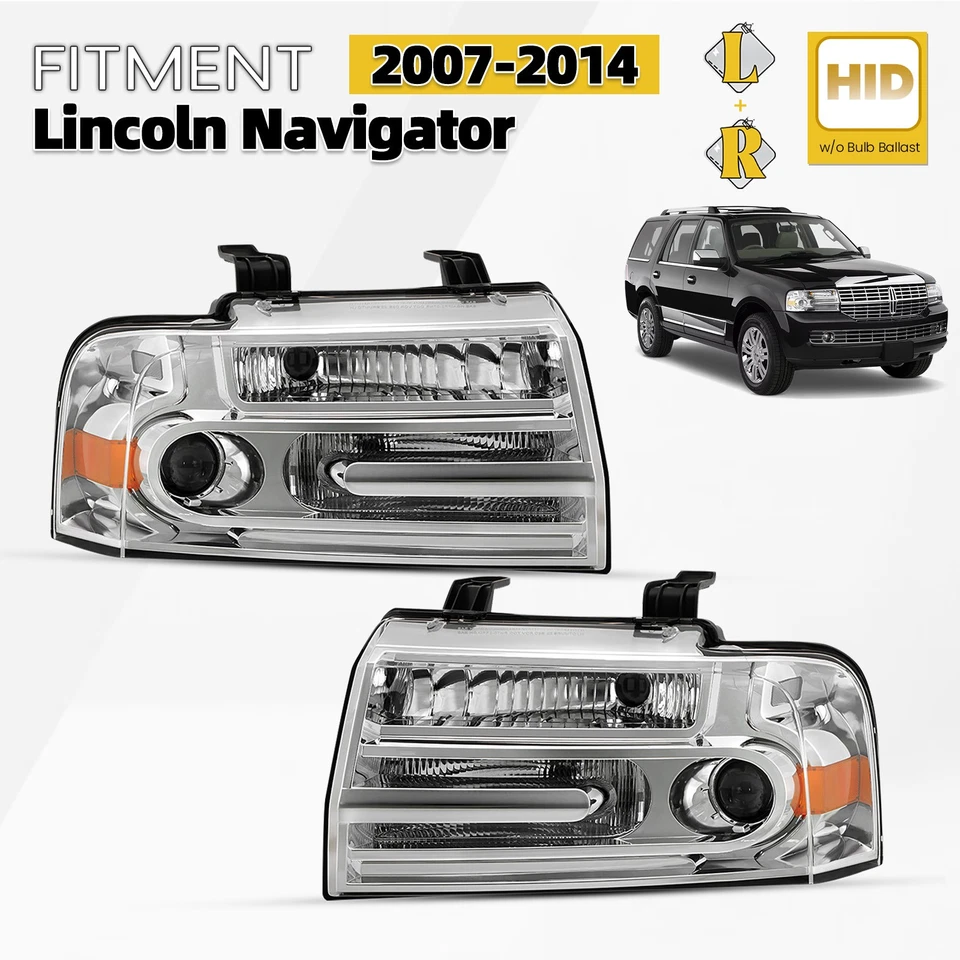 HID/Xenon Headlight For 2007-2014 Lincoln Navigator w/o Bulb Left+Right Pair Foto 1 de 4