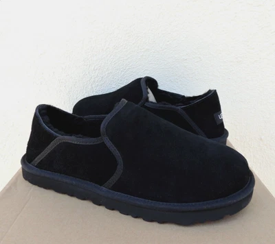 UGG KENTON BLACK SUEDE/ SHEEPSKIN COMFORT SLIPPERS, MEN US 12/ EUR 45 ~NEW - Image 1 of 4