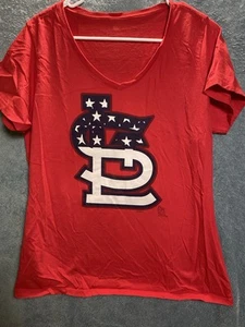 General Merchandise St Louis Cardinals Women L patriotic Stars Red T -Shirt - Picture 1 of 5