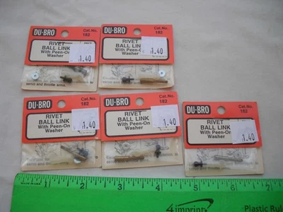 Lot of 5 Du-Bro 182, Rivet Ball Link, with Peen-On Washer, RC R/C Plane Airplane - Image 1 of 4