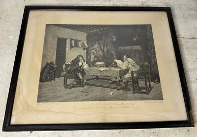 Grabado antiguo Meaulle Leon Gerome colaboración Moliere Pierre Corneille Foto 1 de 4