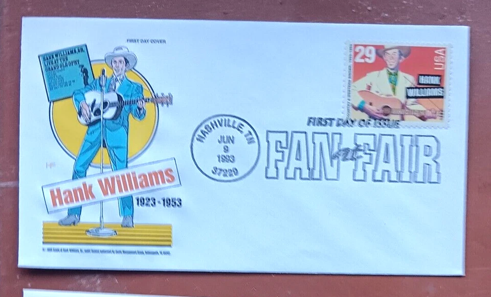 HANK WILLIAMS LEGEND OF COUNTRY MUSIC 1993 NASHVILLE farnam CACHET FDC UNADD - Image 1 of 1
