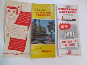 HAWAIIAN AIRLINES 1960 TIMETABLE, ROUTE MAP, ALCOHOL WARNING BROCHURES - Picture 1 of 1