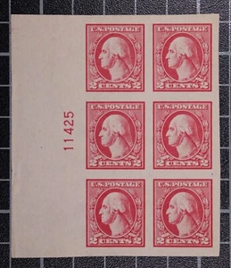 Scott 534 - 2 Cents Washington - Plate Block MNH Left # 11425 SCV $200.00 - Picture 1 of 2
