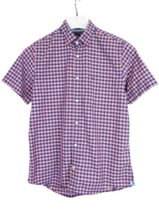 TOMMY HILFIGER Slim Fit Shirt Men's SMALL Short Sleeve Multicolor Check Logo - Picture 1 of 8