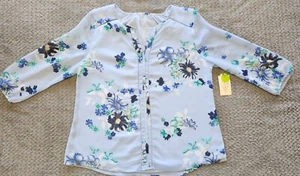 St. John's Bay~ Women's Long Sleeve Blouse~ Size Petite Medium~ Blue~ Floral - Picture 1 of 8