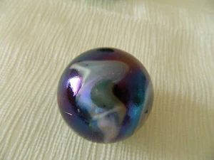 RARE Vintage GLASS LARGE MARBLE Metallic Meteor Iridescent Multi Colour Swirl - Picture 1 of 9
