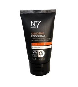 No7 Men Energising Moisturising Cream 50ml with 5* UVA + SPF 15 & Vitamin C - Picture 1 of 2