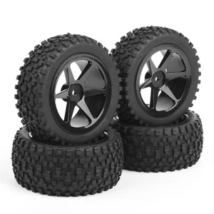 Rubber 4PCS Off-Road Front&Rear Tires&Wheels For RC 1:10 Buggy Car 25036+27011 - Picture 1 of 9