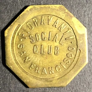 San Francisco Fioravanti Social Club G/F One Drink Token -c1930's 21mm Scarce - Picture 1 of 3
