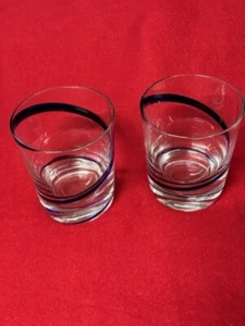PIER 1 SWIRLINE Red Pair DOF Double Old Fashioned Glass 12 oz Art Glass - Picture 1 of 4