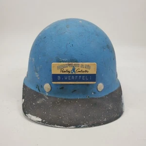 Vintage FibreMetal SuperGlas Hard Hat Safety Helmet Giampoli & Co Blue And Green - Picture 1 of 11