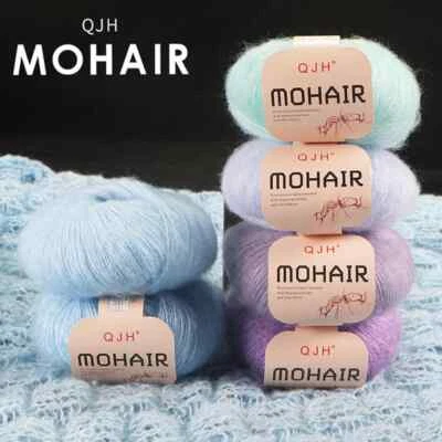 Hilo de mohair suave 6 piezas hilo de angora para tejer hágalo usted mismo, hilo de encaje esponjoso Foto 1 de 4