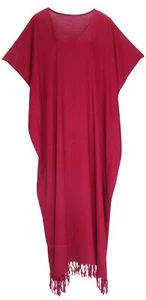 BeautyBatik Maroon Women Caftan Kaftan Loungewear Maxi Plus Size Long Dress - Picture 1 of 2