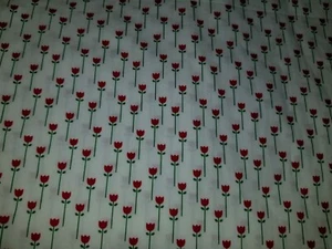 LINED WINDOW VALANCE CURTAIN 58X12 TINY RED TULIP FLOWER FLORAL GARDEN SPRING  - Picture 1 of 3