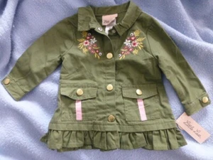 6/9M Little Lass olive green twill jacket embroidered - Picture 1 of 3