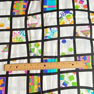 BTY Vintage Rainbow Geometric Grid Fabric Cotton - Picture 1 of 7