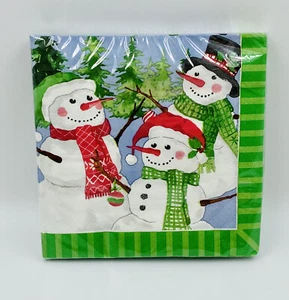 20 Count 12.8”X12.7” Paper Holiday Snowman Dinner & Dessert Napkins - Picture 1 of 3