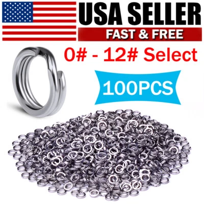 100 Stainless Steel Fishing Split Rings 25LB-350LB Heavy Saltwater Duty Big Game - Image 1 of 4