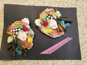 Handmade recycled Art by Ira Ono Trashface collection earrings Hawaiian artist - Picture 1 of 5