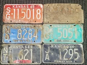 6 1950's 60's 70's Kansas Craft License Plates SG NT NO DG WL JA Counties - Picture 1 of 1