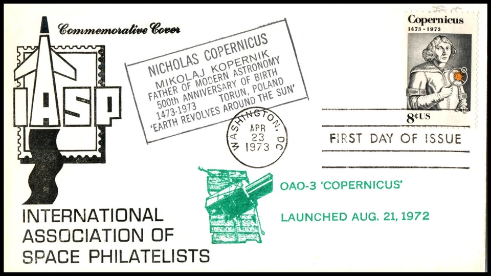 1973 Copernicus Sc 1488 FDC International Assoc. of Space Philatelists cachet - Image 1 of 1